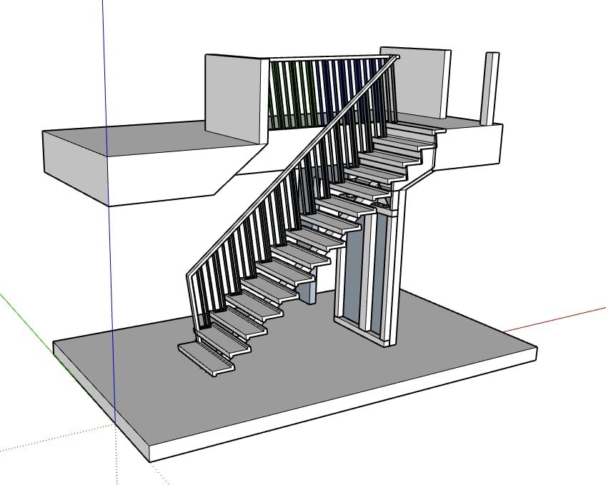 The stair drawn from the front