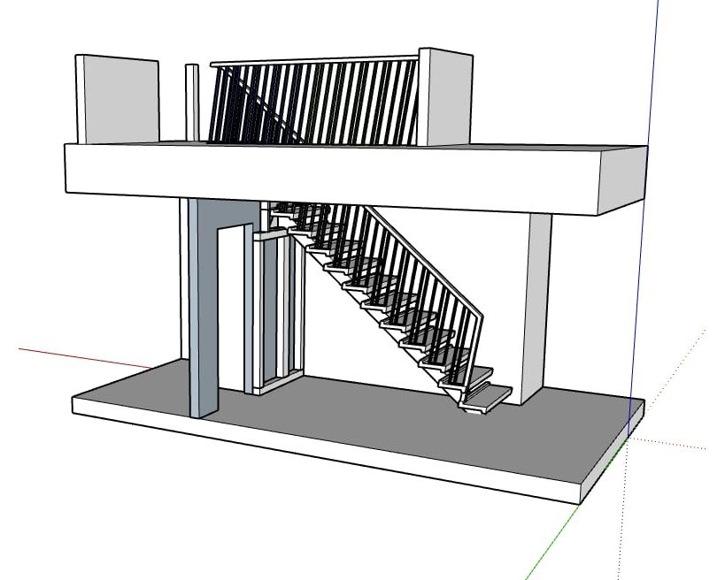 The stair drawn from the side