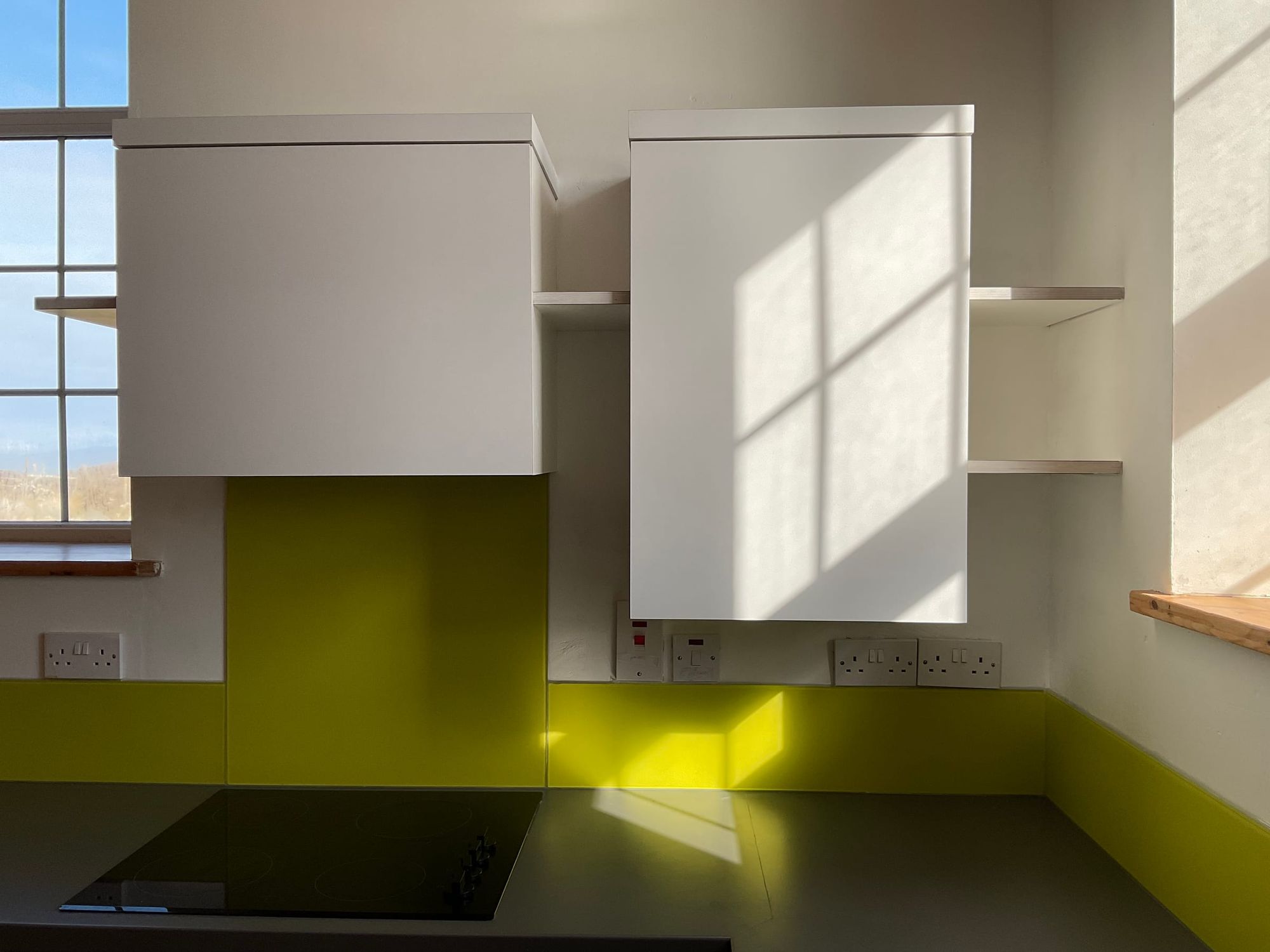 Wall cupboards and shelves