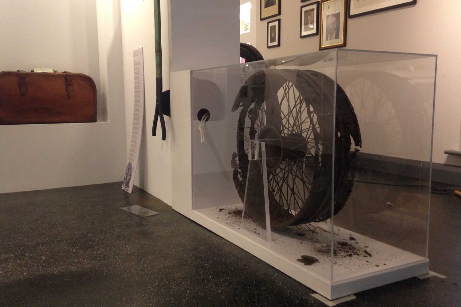 Glass case around a wheel
