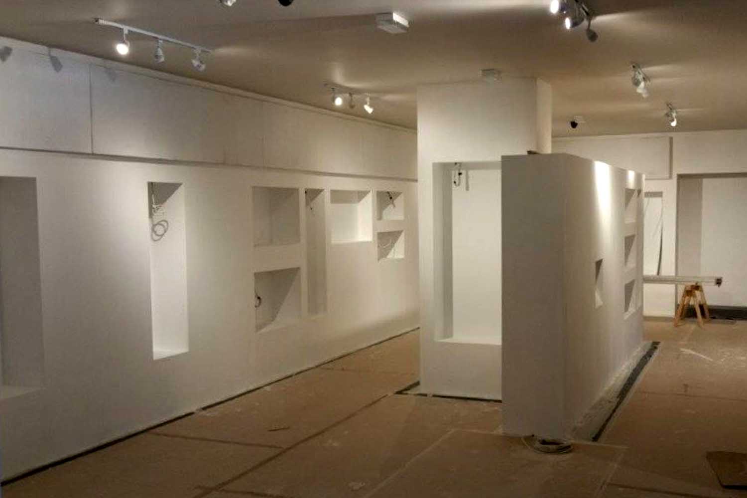 The display walls before the exhibits went in