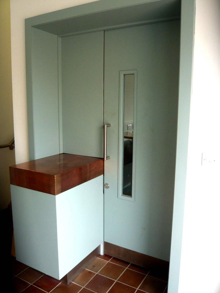 Double doors with a built-in counter